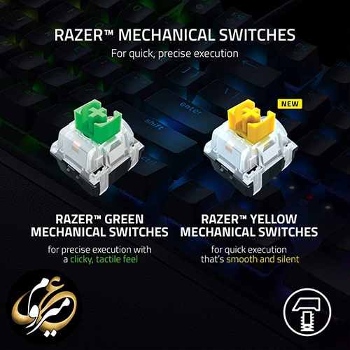 کیبورد گیمینگ ریزر مدل Razer BlackWidow V3 Green Switch